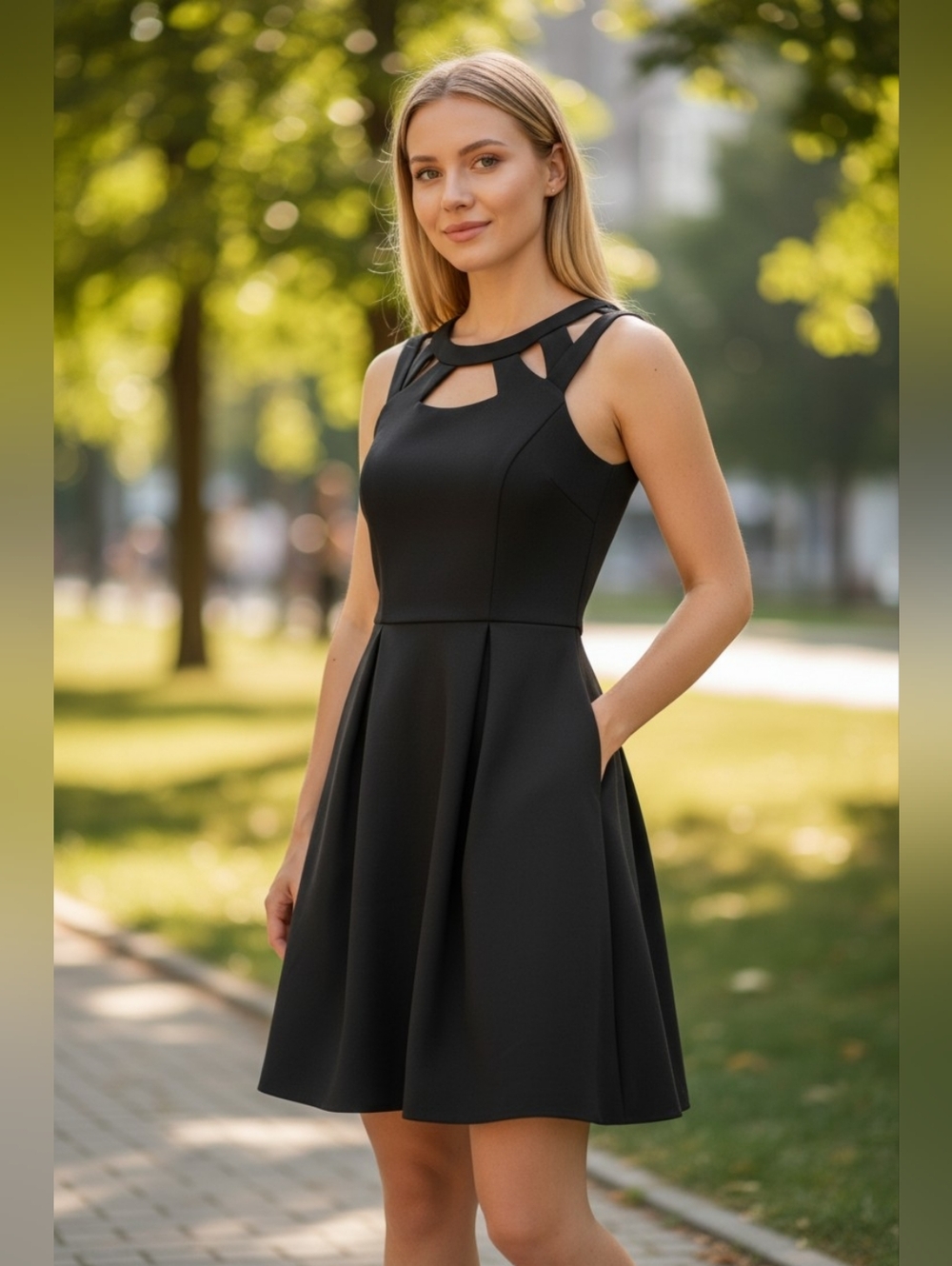 Betsey Johnson Black Cutout Fit & Flare Dress Size Medium - Picture 8 of 8